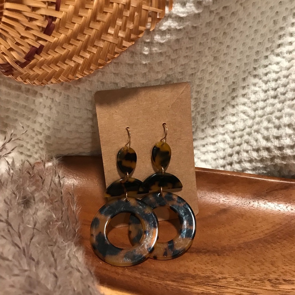 Geometric Tortoise Dangle Earrings - image 1